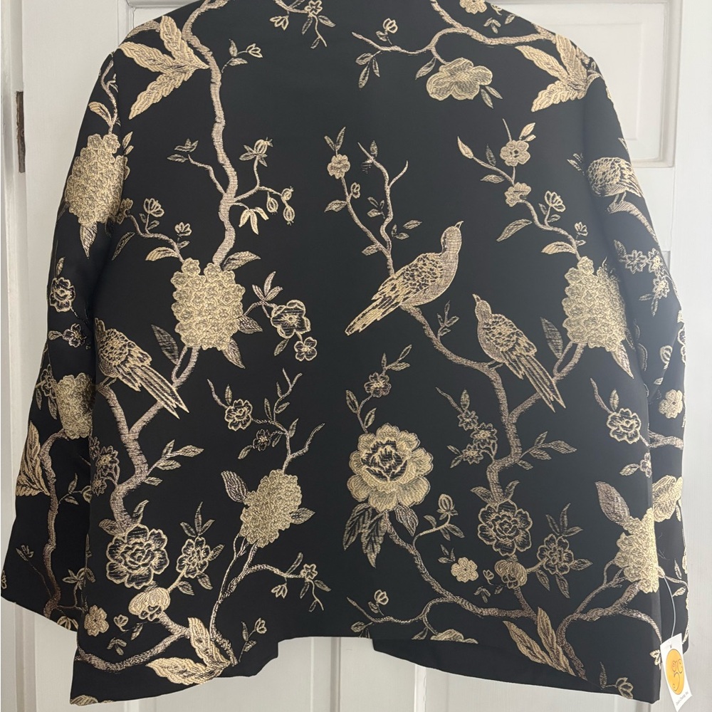Black and Gold Floral Women's Blazer - Picture 5 of 6